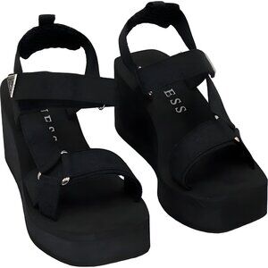 GUESS Daysa Quattro-G Platform Wedge Sandals Black Women's US 8M